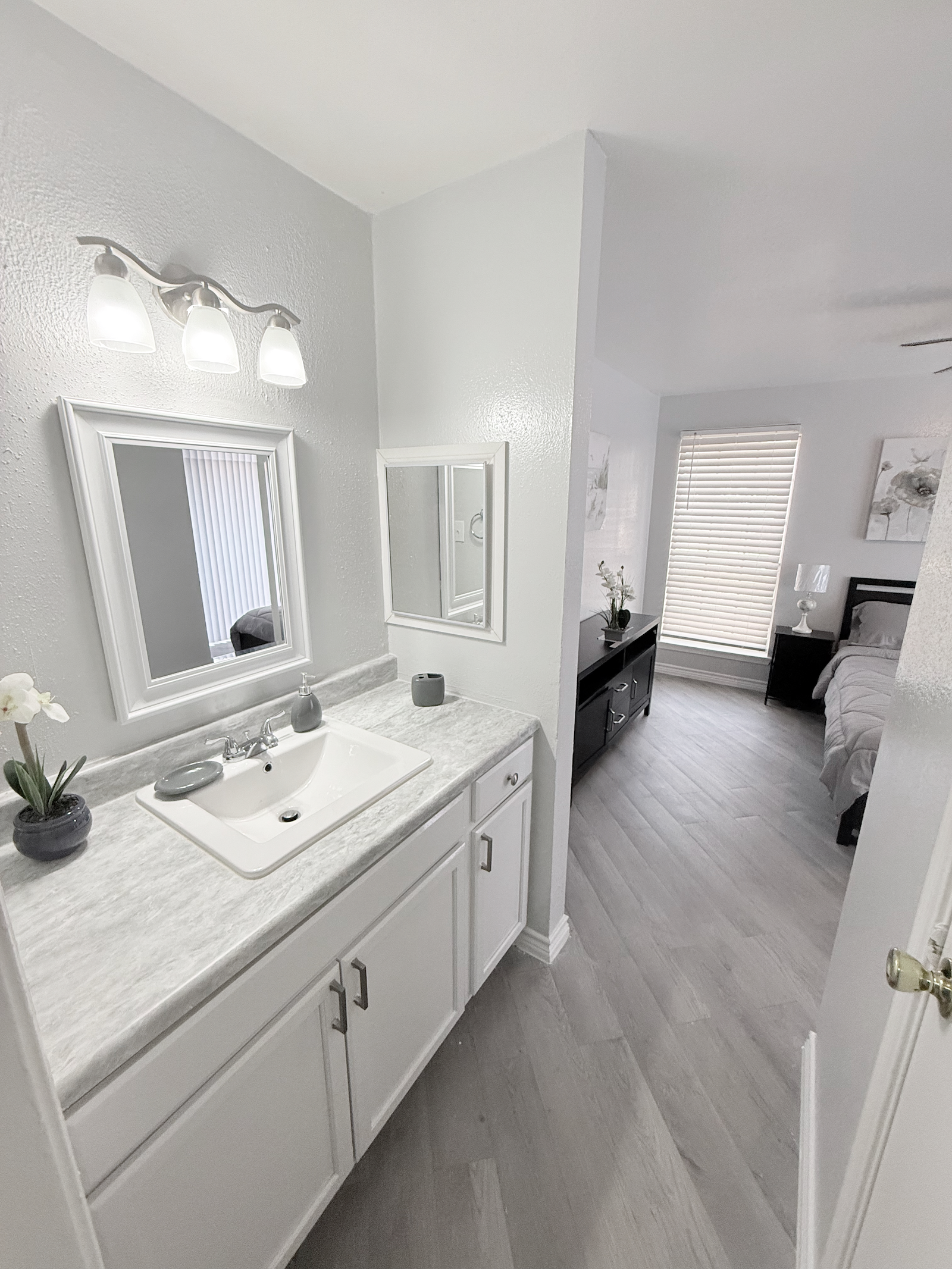 Vanity Area with Bedroom View Vanity Area with Bedroom View